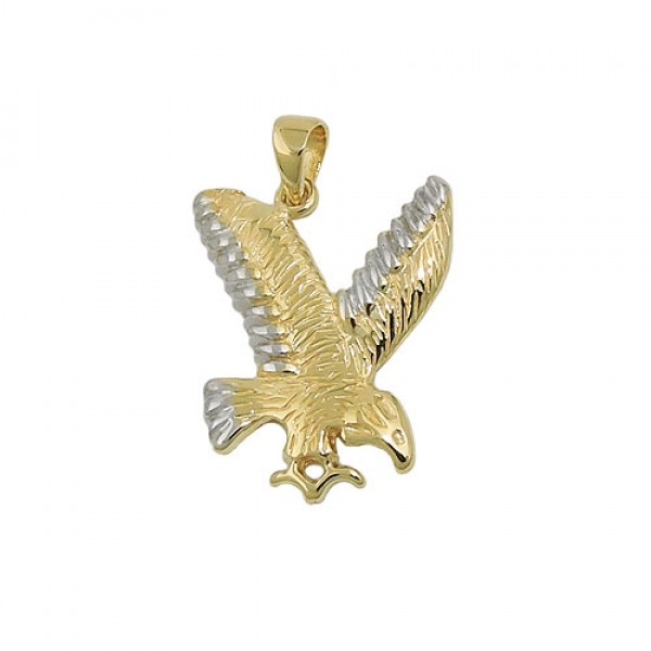 Anhänger 20x16mm Adler bicolor rhodiniert glänzend 9Kt GOLD, ohne Dekoration