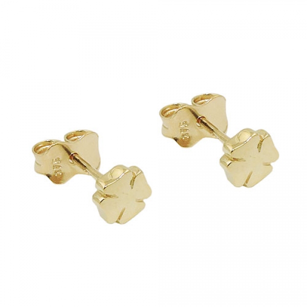 Ohrstecker Ohrringe 5mm Kleeblatt glänzend 9Kt GOLD, ohne Dekoration