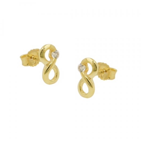 Ohrstecker Ohrringe 9x5mm Zeichen Unendlichkeit mit Zirkonia GOLD 9Kt, ohne Dekoration