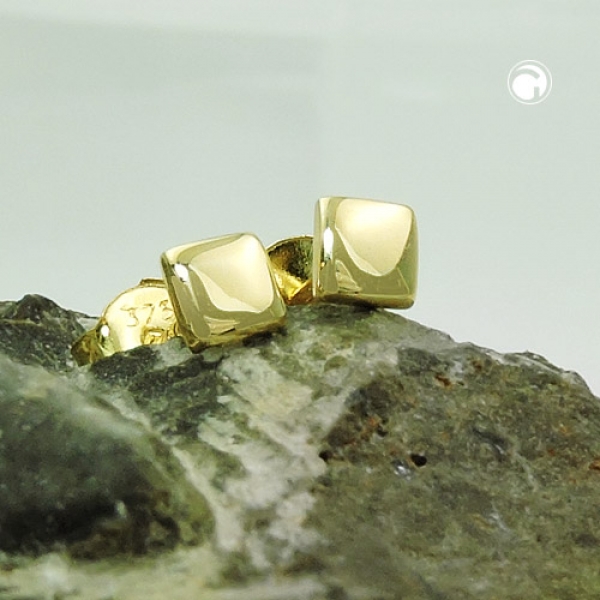 Ohrstecker Ohrring 3,5x3,5mm Viereck glänzend flach 9Kt GOLD