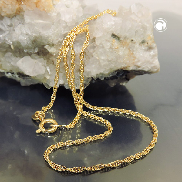 Halskette 1,6mm Doppelanker gedreht Kordelkette 9Kt GOLD 38cm