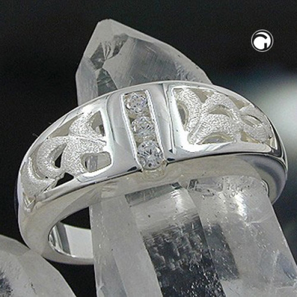 Ring 7mm 3 Zirkonias matt-glänzend Silber 925 Ringgröße 60-92214-60
