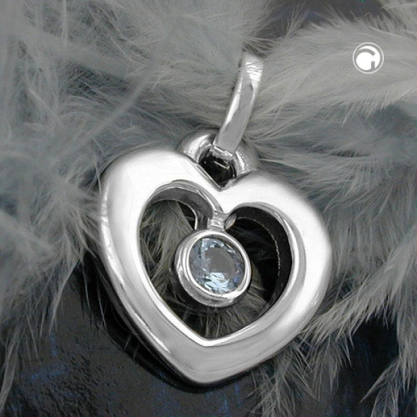 Schmuck Anhänger 17x16mm Herz synthetischer Blautopas glänzend Silber 925-92338